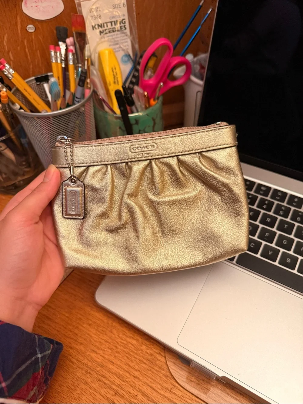 Coach Metallic Gold Leather Clutch Purse